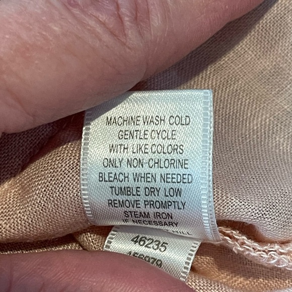 Garnet Hill V-Neck Linen Boxy Tee, Blush Pink, Short Sleeves, Lightweight, Sz S - Picture 6 of 12